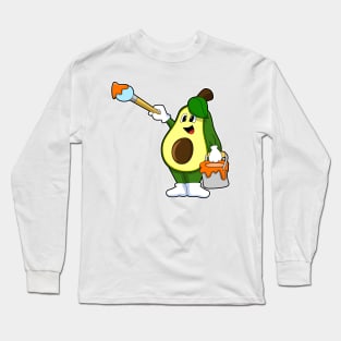 Avocado as Painter with Paint brush Long Sleeve T-Shirt